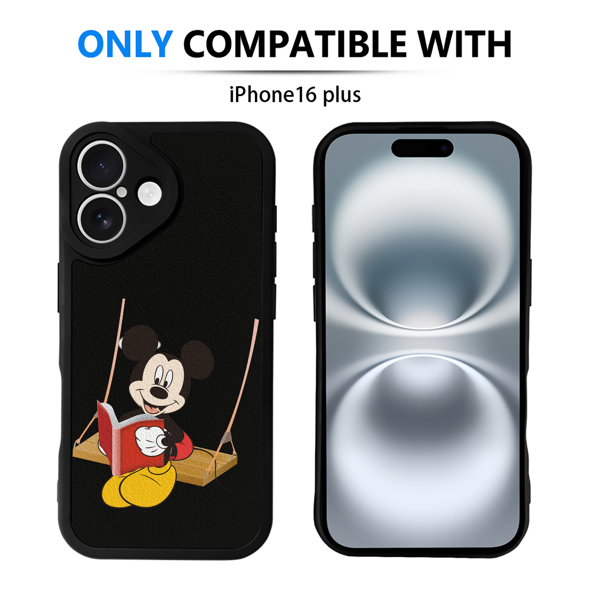 （画像用） ミッキーマウス Mickey Mouse 【iPhone 16シリーズ対応】シリコンスマホケース（レザー調） 材質：シリコン